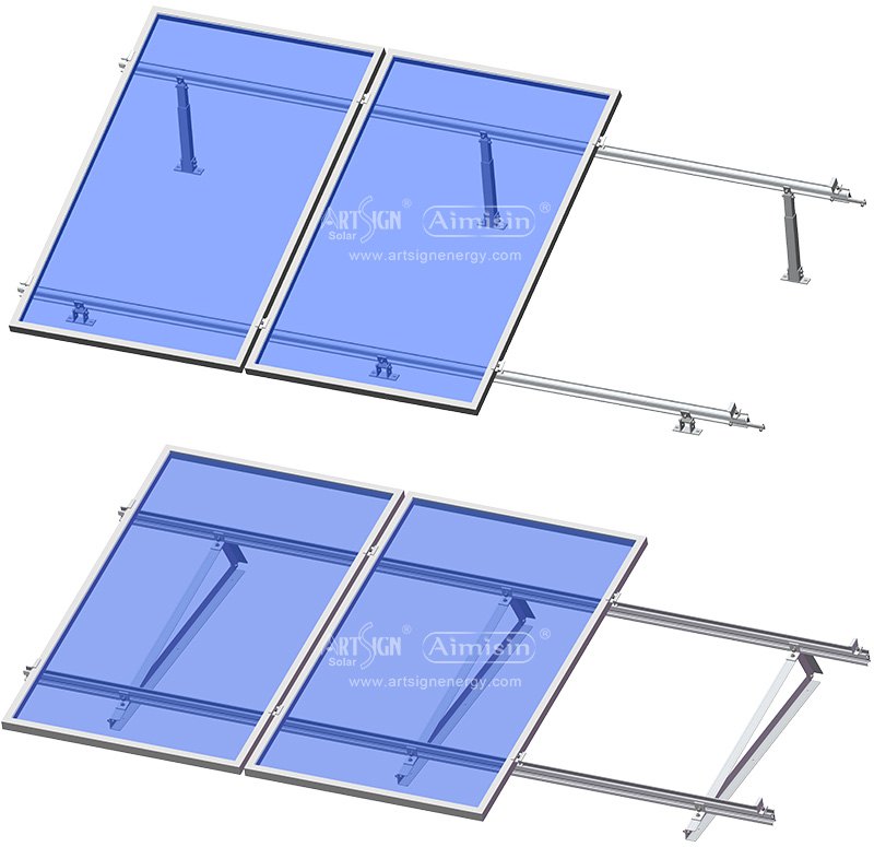 Driehoekige zonne-aluminiumconstructies met plat dak
