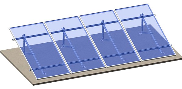 Solar-driehoekballast op plat dak