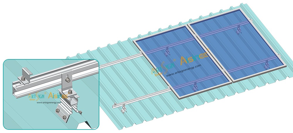 ART SIGN corrugated metal roof solar racking AS-ARH-28