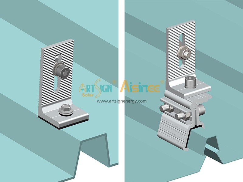 Geanodiseerde aluminium universele L-voet zonnepaneelbeugel voor metalen daken | Kunstbord