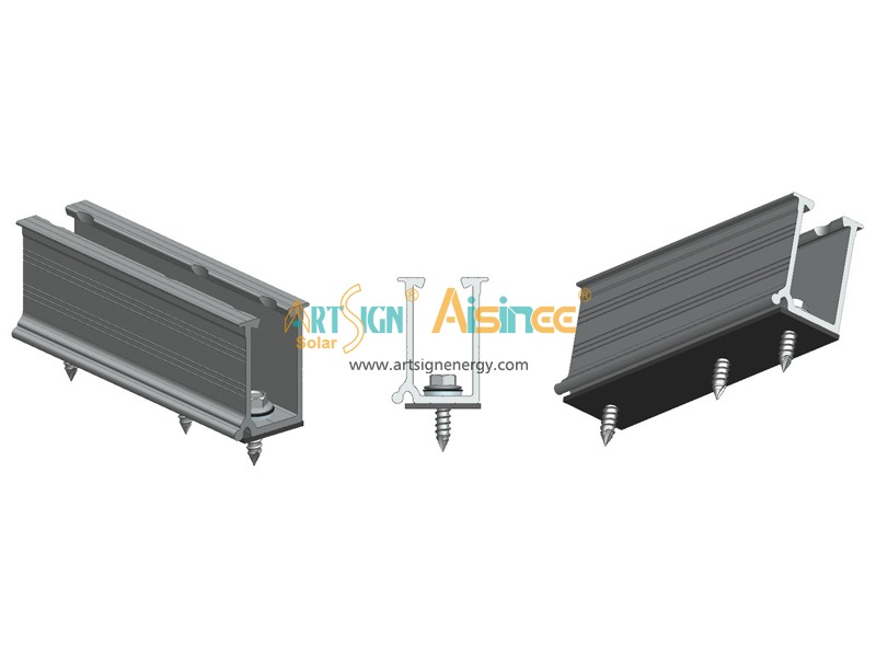 Op maat gemaakte geanodiseerde mini-rail voor zonnepanelen op metalen daken | ART SIGN
